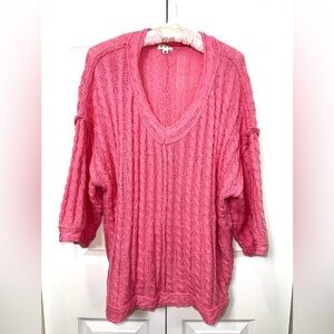 POL Pink Open Knit Short Sleeve Sweater Women’s Size Medium